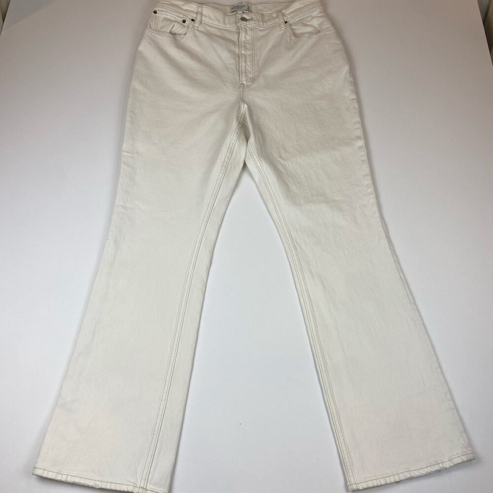 Abercrombie & Fitch 70's Vintage Flare Jeans Womens 32 14r White Ultra High Rise